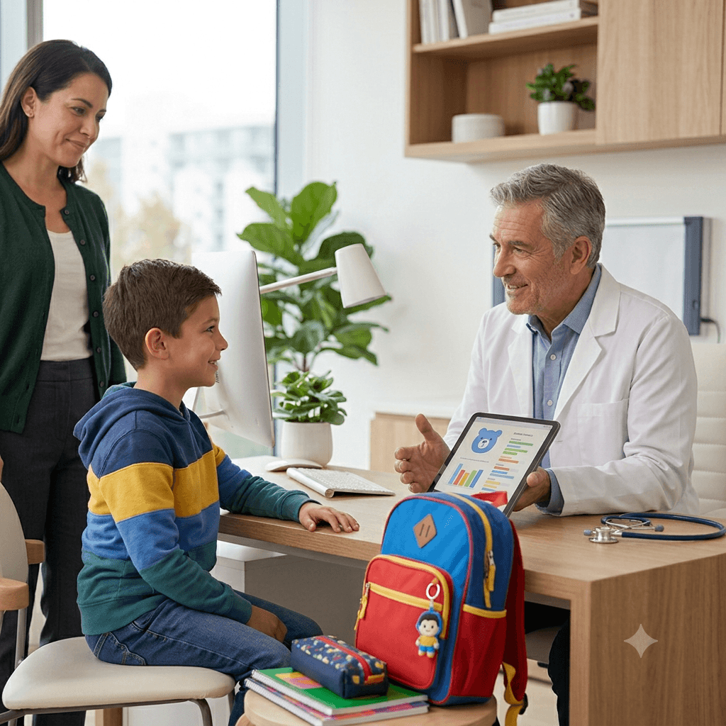 Doctor examining a child